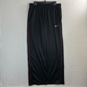 Y2K Nike Track Pants Men XL Black Red Baggy Ankle Zip Sweatpant Loose Basketball